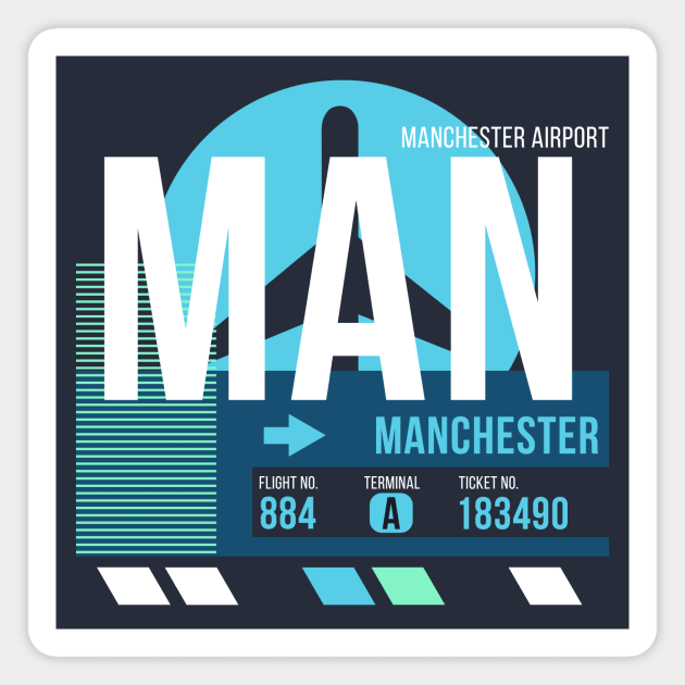 Manchester (MAN) Airport // Sunset Baggage Tag Magnet by Now Boarding